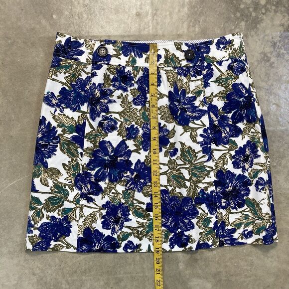 Brooks Brothers Skirt Womens 12 Blue Floral A Line Office Red Fleece - Picture 4 of 12